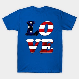 Love, American flag, 4th of July, American independence day design T-Shirt